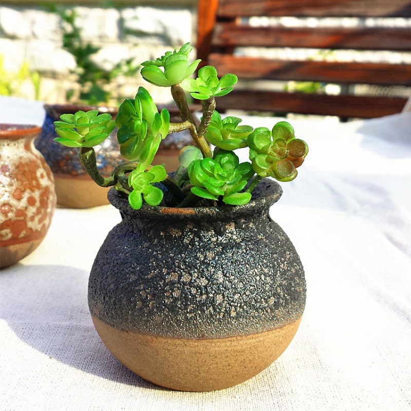 Two fleshy flowerpot ceramic package mail special offer a clearance coarse pottery breathable large - diameter large creative small potted the plants