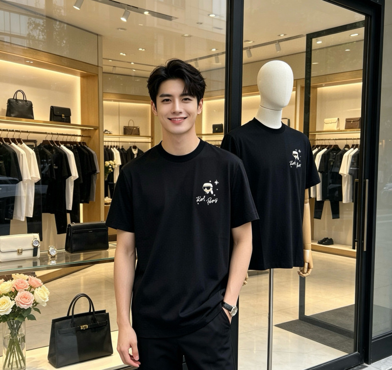 Authentic Karl Lagerfeld 26 Summer Men's Comfortable, Height-Enhancing, Stylish T-Shirt Authentic Karl Lagerfeld 26 Summer Men's Comfortable, Height-Enhancing, Stylish T-Shirt