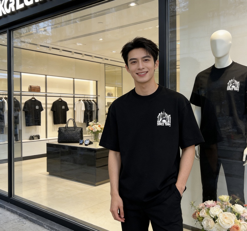 Authentic Karl Lagerfeld 26 Summer Men's Comfortable, Height-Enhancing, Easy-To-Match Loose T-Shirt Authentic Karl Lagerfeld 26 Summer Men's Comfortable, Height-Enhancing, Easy-To-Match Loose T-Shirt
