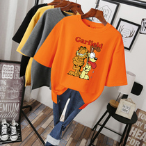 Large size womens pure cotton Korean T-shirt 2022 summer new style cover belly short-sleeved fat sister loose age-reducing top