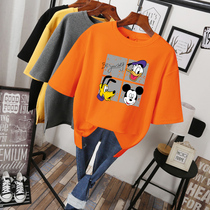 Belly-covering shirt suitable for fat women large size womens clothing fat sister loose and thin pure cotton short-sleeved t-shirt top