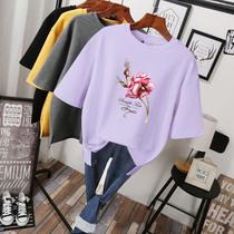 womens fashionable new summer 2021 short sleeve t-shirt with pure cotton loose plus size belly cover bottoming shirt