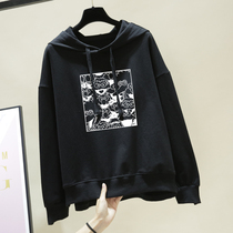 Hooded sweater womens spring and autumn new Korean version loose slim plus size womens all-match light long-sleeved jacket jacket