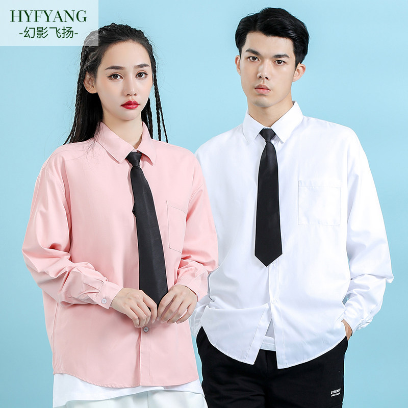 Falling Shoulder Shirt Customised Embroidery Logo work clothes Long sleeves JK uniforms College Wind Remembrance Shirt embroidered professional jersey