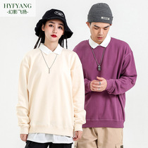 Autumn Winter Catering Sweatwear Workwear Custom Milk Tea Shop Round Collar Tooling Long Sleeve Casual Loose Blouse Male Pure Cotton