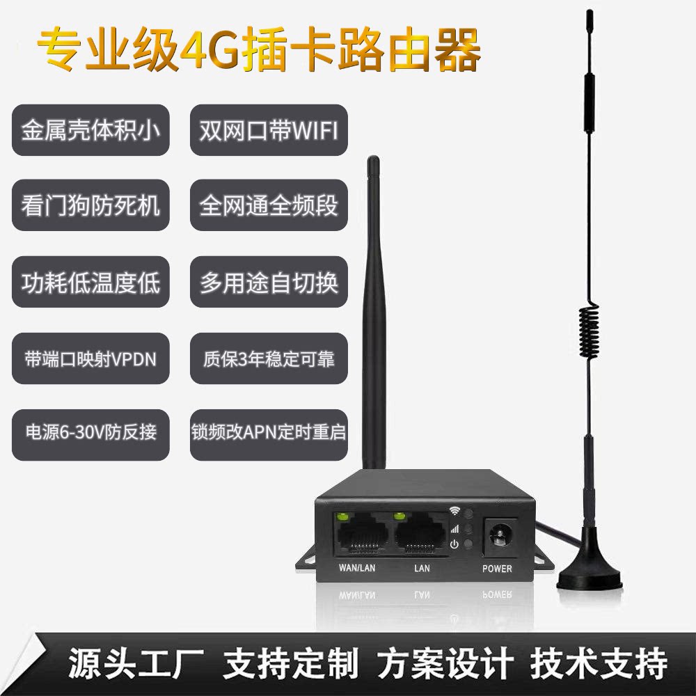 Metal shell 4G card insertion router CAT4 high-speed full network support broadcasting card with WIFI and dual network ports DT61