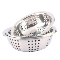 Thickened stainless steel washing basin fruit basket drain basin round leaking basin round leaking vegetable basin large hole steel drain Basin