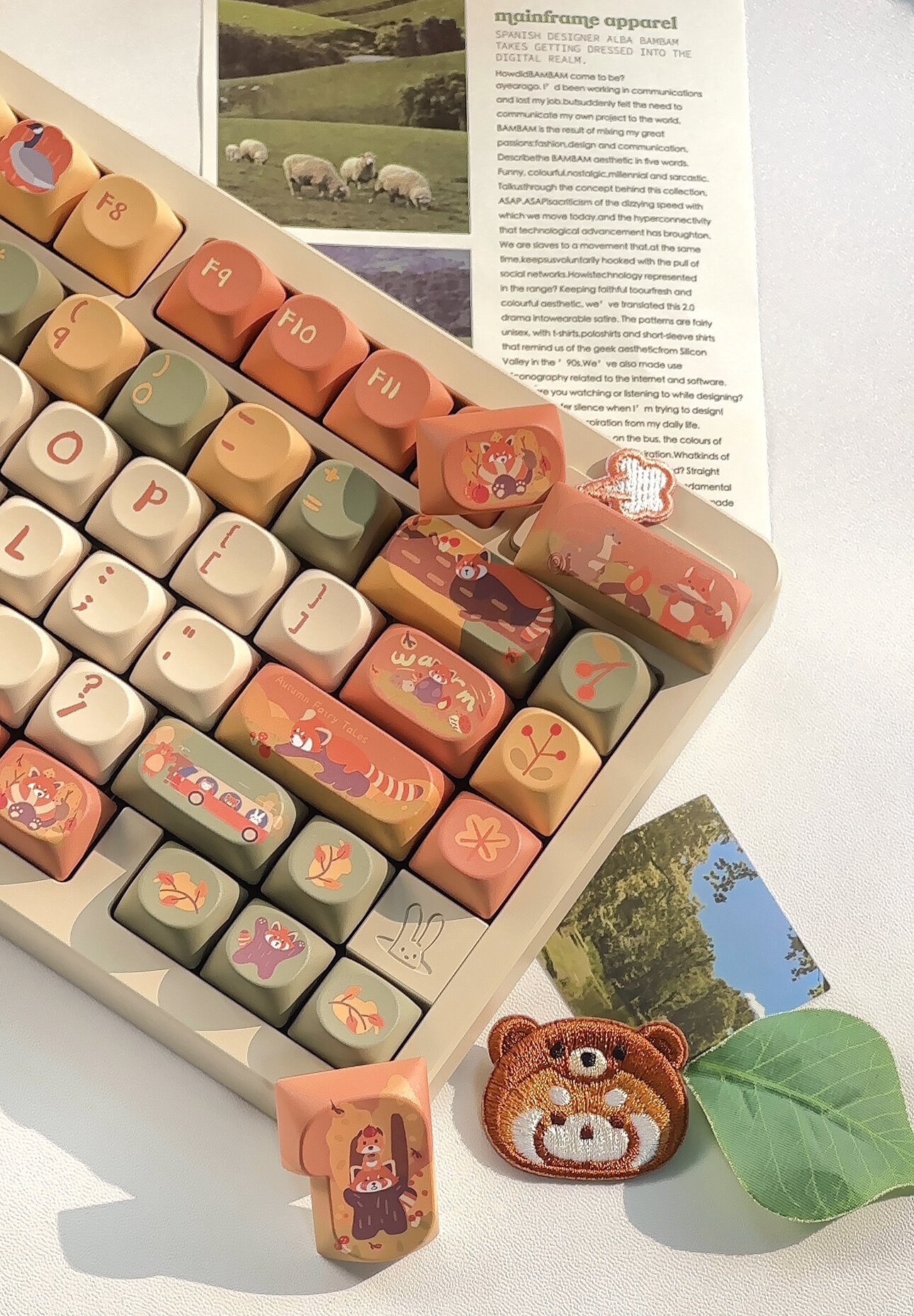 Red Fox and Forest Friends keycap set close lifestyle scene