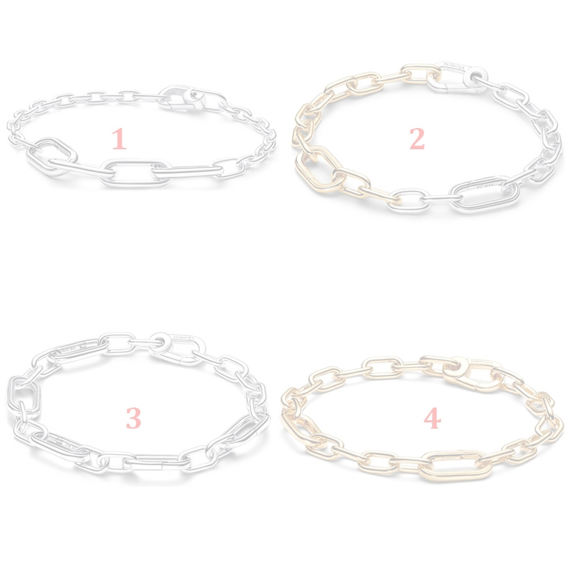 Pandora S925 Sterling Silver Me Chain Bracelet Silver Gold Color Couple's Free-Form Chain Mix and Match DIY Accessory Bracelet