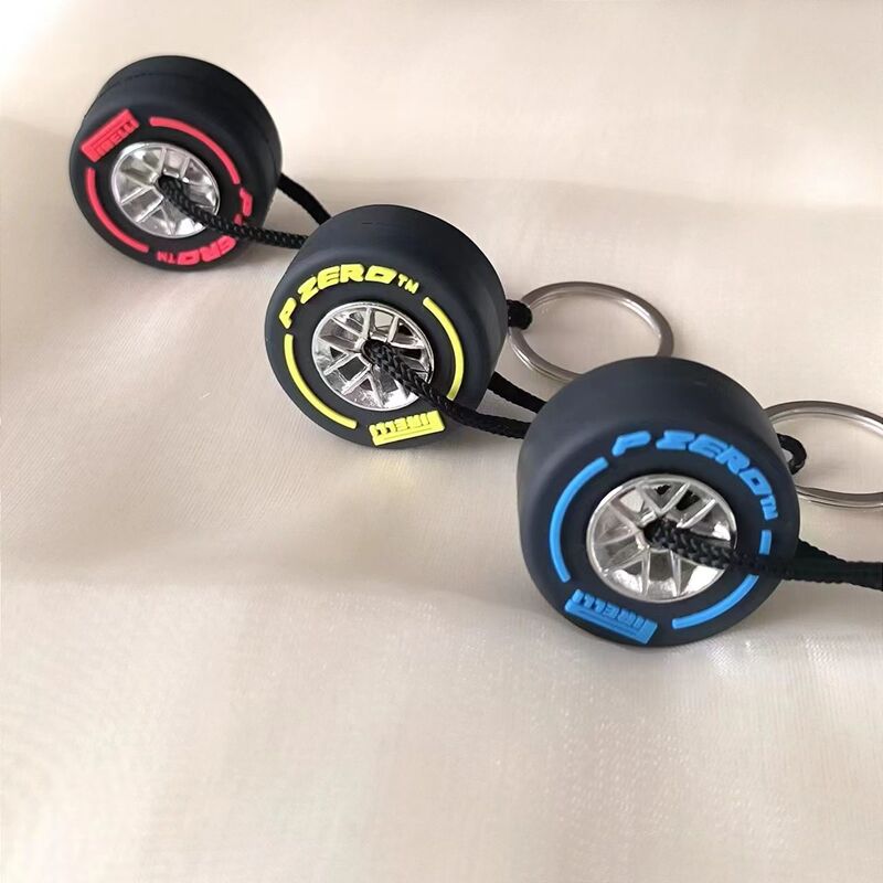 2025 New Tire Endurance Tire Wheel Hub Keychain Racing Style Silicone Keychain Car Pendant Gift