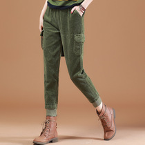 Miamaschman corduroy casual pants womens 2022 new autumn overalls womens loose bf high waist trousers