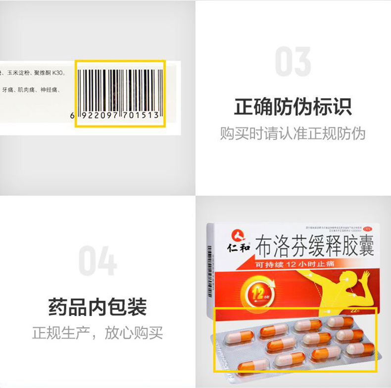 仁和 布洛芬缓释胶囊 22粒/盒 靠谱的非处方止疼药 图10