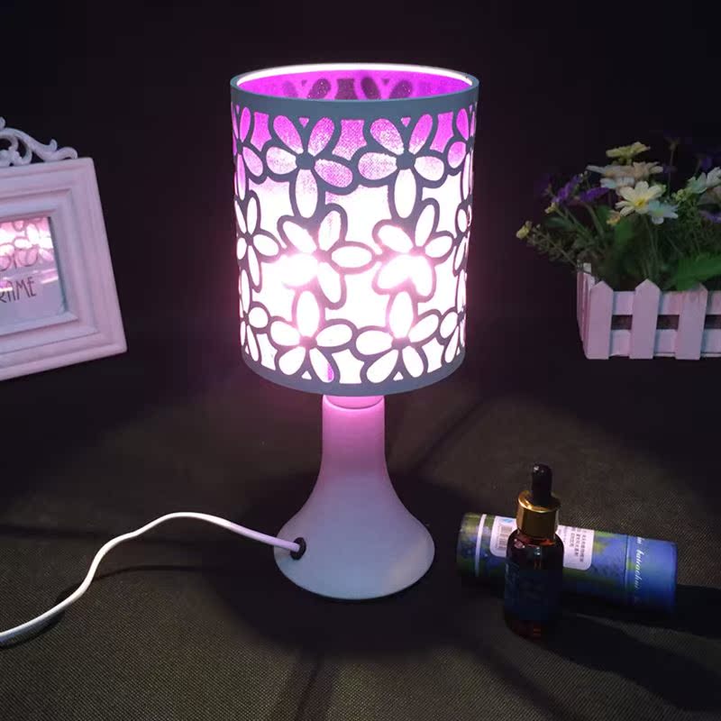 旋转玫瑰感应香薰台灯 薰香创意精油香薰灯 精油灯 可代写贺卡