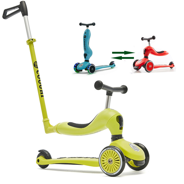 Cool Riding Kids Three-wheeled Bikers 3 Wheels Baby Balance Car Three-in-one Scooter Learning Step With Push Rod