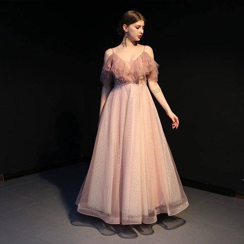 Летнее платье подружки невесты, весенняя розовая длинная юбка для принцессы, 2020, в западном стиле