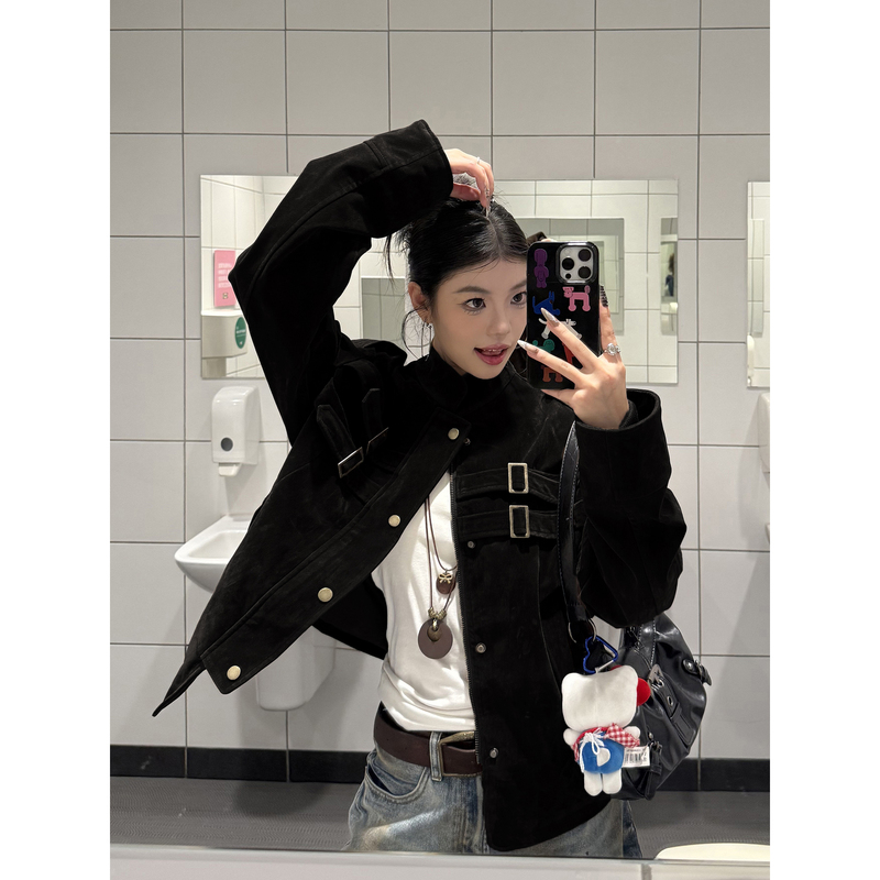 Koiisle American-Style Cleanfit Splicing Design Faux Suede High-End Jacket for Men and Women, Short and Wide Early Autumn Coat Koiisle American-Style Cleanfit Splicing Design Faux Suede High-End Jacket for Men and Women, Short and Wide Early Autumn Coat