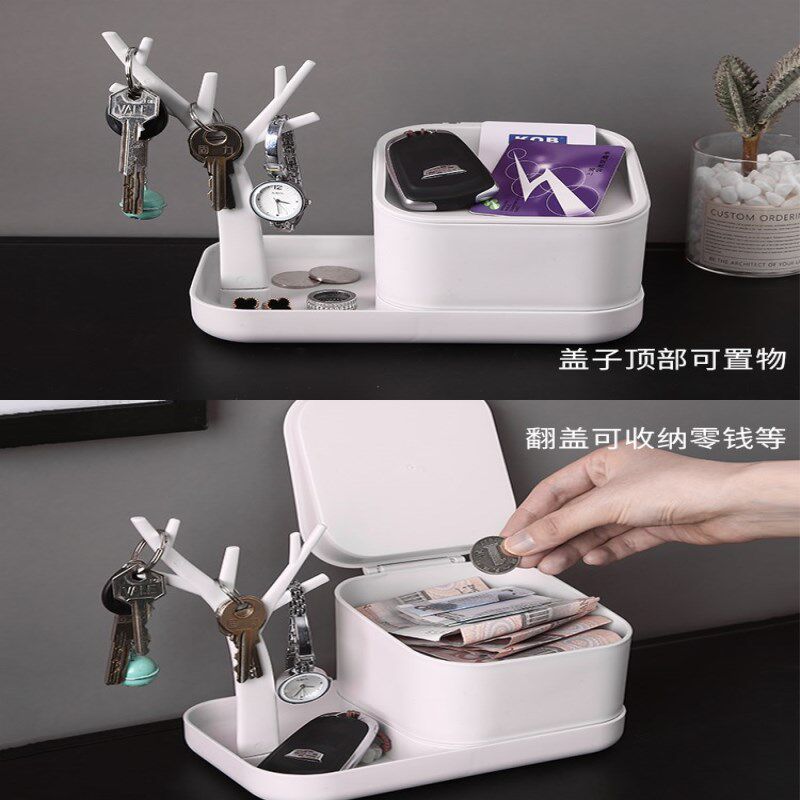 Door key storage box can be hung on the entrance desktop shelf Storage box installed at the door Living room creative ornaments