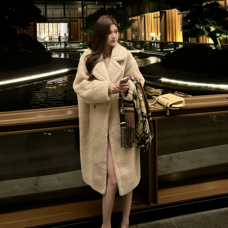 Teddy Hot Style m Brand Teddy Bear Granular Wool Lamb Fur Coat Winter Mid-Length Thick Coat