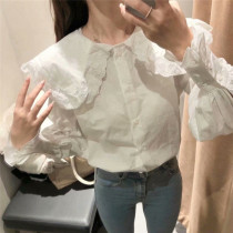 2021 Spring new U family beating undershirt full cotton doll collar shirt woman long sleeve white blouse YL39S2GE2001