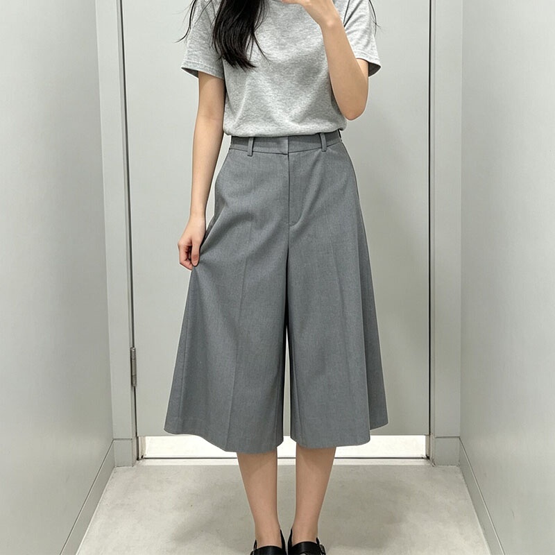 Japanese-Style Suit-Style Cropped Wide-Leg Pants for Women, High-Waisted, Drapey, Slimming, Versatile, Workwear, Hip-Hop Style, Cropped Pants 488010