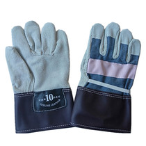 Good luck brand Hong Kong version cowhide tie iron gloves Labor protection welding high temperature and wear-resistant full palm cow two layers of fur