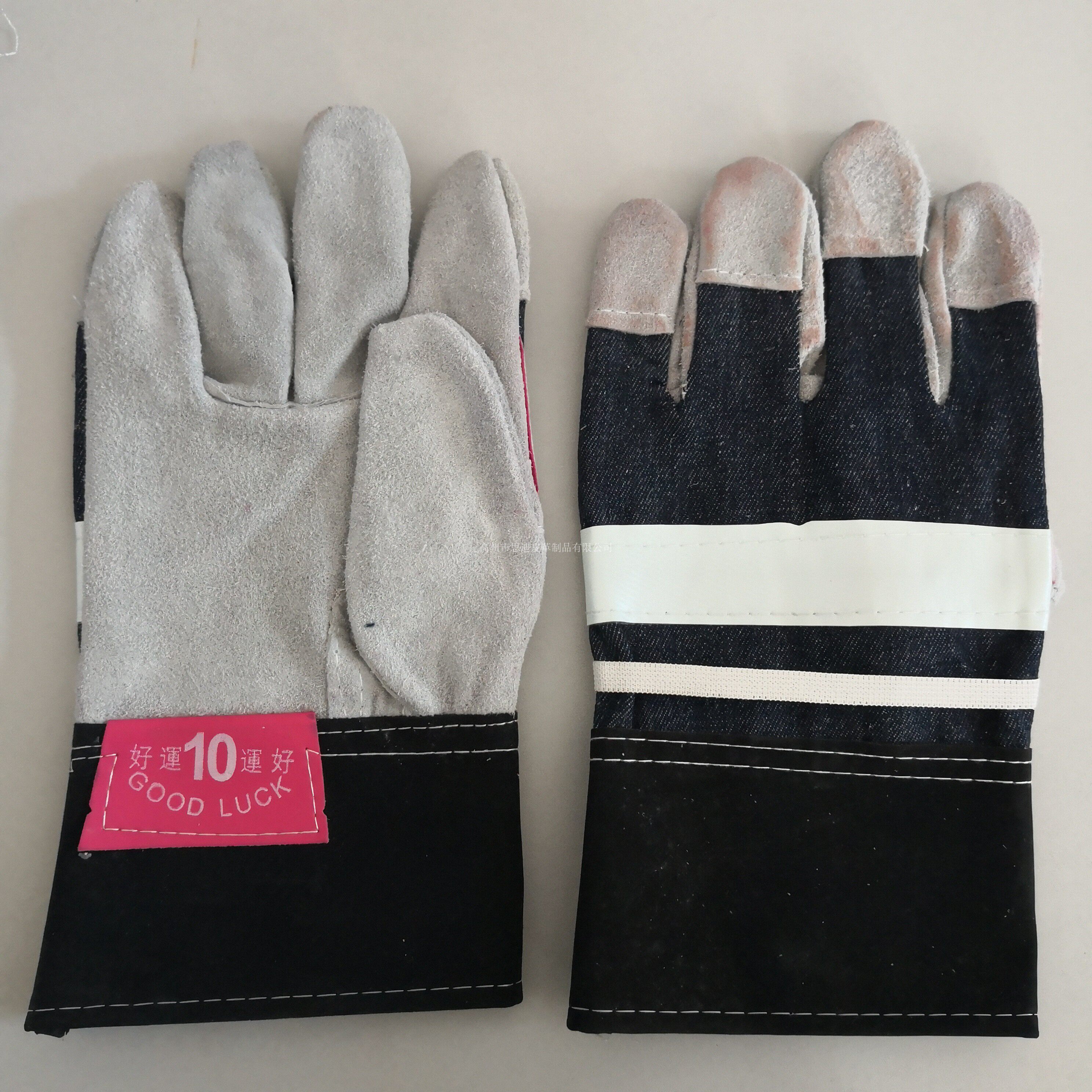 Port Version Good Luck Ziron Bull Leather Gloves Labour Safety Protection Working Short Cow Leather Half Leather Blemish Special Price Treatment