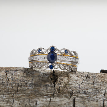 French cherry kitty colored treasure jewelry s925 silver inlaid sapphire ring women's light luxury retro ring