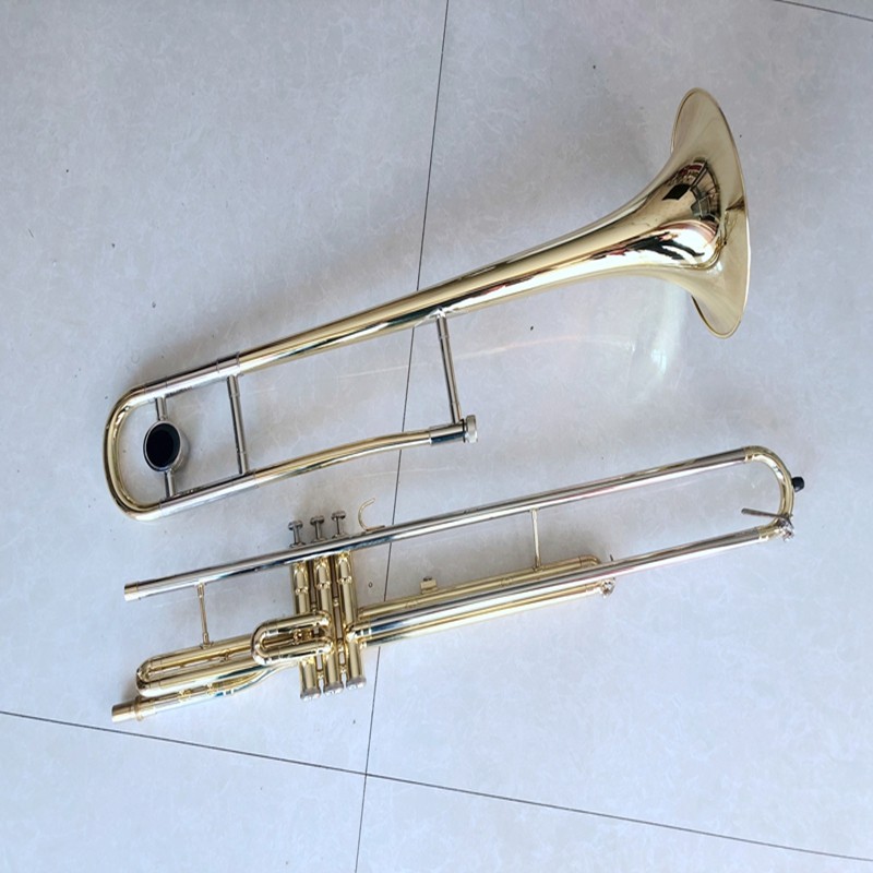High-end upright key long number instrument triupright key piston type marching long number B-pull-in-pipe horn band performance