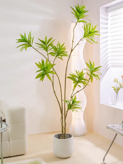 Simulated Green Plants, Fake Flowers, Lily Bamboo Plants, Potted Plants, Living Room Tv Cabinet, Floor-Standing High-End Decoration, Artificial Tree Flower Ornaments
