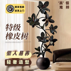 Black Diamond Rubber Tree Artificial Green Plant Large Indoor Living Room Light Luxury Decoration Floor-Standing Ornament Fake Potted Plant Artificial Flower