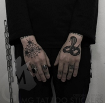 MG hand painted TATTOO alternative dark punk rock black snake spider web back hand hand TATTOO sticker
