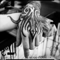 MG TATTOO European and American flower body handsome personality Black gray totem hand back TATTOO sticker waterproof men and women