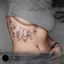 MGs eight hundred clouds INS Korean beautiful breasts under the flower plant lines sexy parts tattoo stickers female
