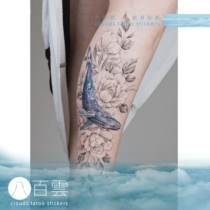 MGs hand-painted eight hundred clouds tattoo stickers Korean plain plant flowers whale flower Flower arm leg tattoo sticker