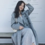 Wei Haohan 2017 mùa đông mới thời trang cao cấp áo len hai mặt màu xám nữ dài phần CND74018 áo khoác da nữ