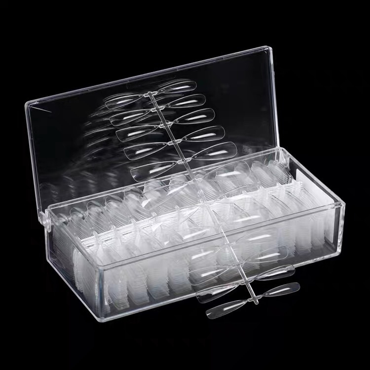 Thin Transparent Water Drop Nails, Japanese Style, Seamless Full-Cover Trendy Long Almond-Shaped Nail Tips, 504 Pieces, Nail Art