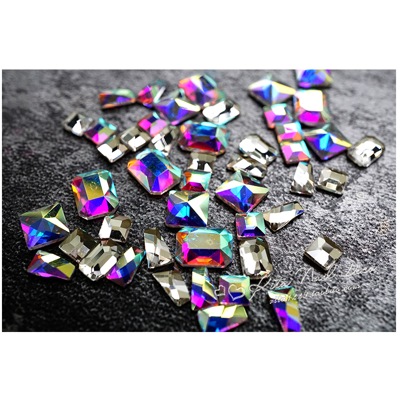 RITA NAIL 10 flat glass drill ab drill shaped long octagonal glass drill fingernails