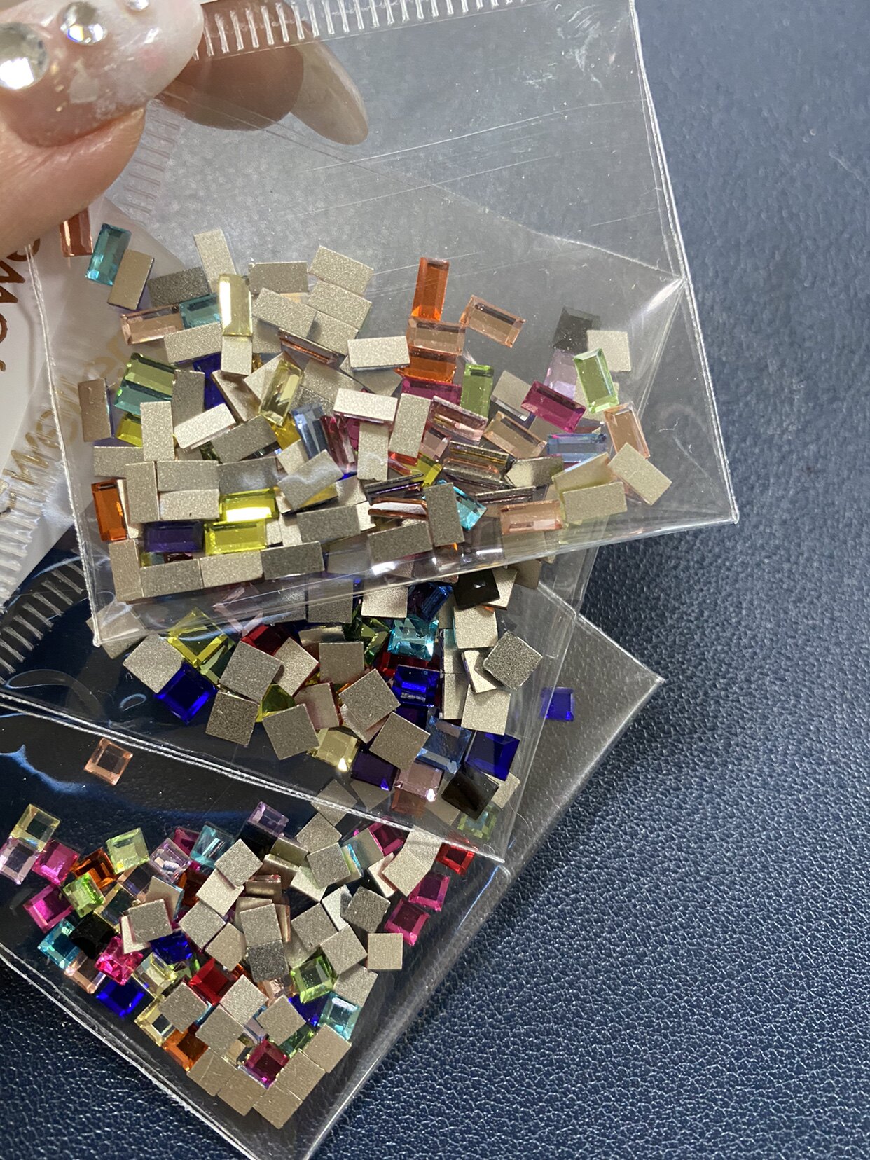 2 sets of RitaNail 100 pieces into the flat-bottomed diamond square rectangular lantern style nail drill glass drill collage