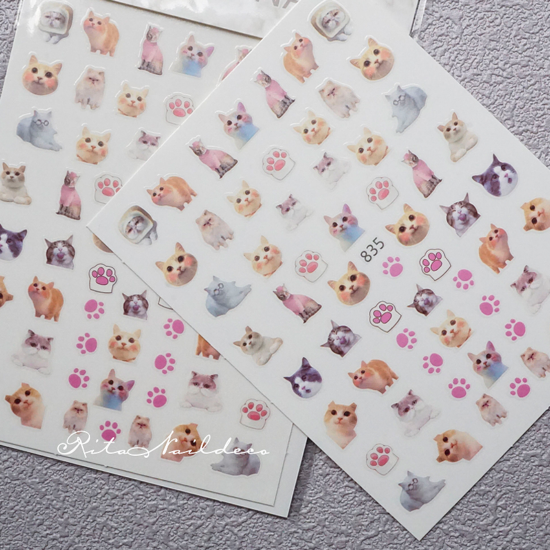 In the wind cute cat bear Hasky Teddy stereo cartoon sticker waterproof finished product label finished nail decoration