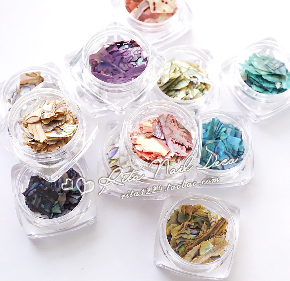 特价较薄鲍鱼贝碎片天然贝壳贴片套装12色光疗美甲工具指甲饰品