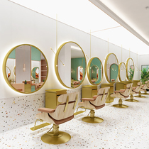 Net red barber shop hair shop mirror table single-sided stainless steel hair salon special simple floor-to-ceiling mirror high-end hair cutting mirror