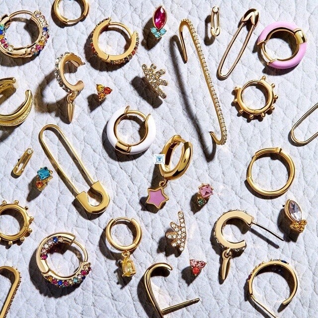 Punk Gold Small Earring for Women BA Ethnic Metal Enamel