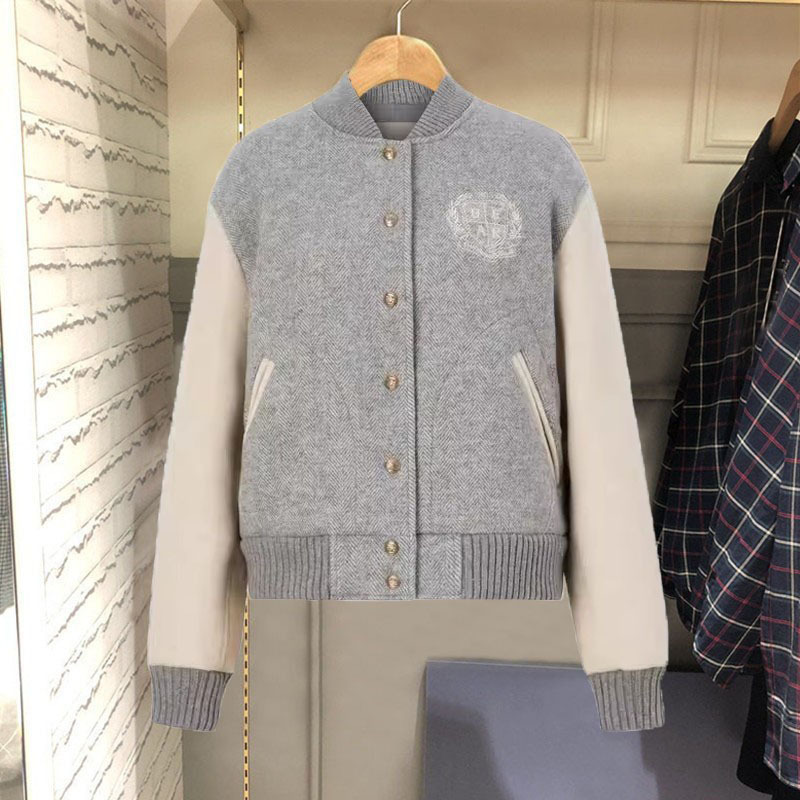 Little Bear 2026 Autumn/Winter New Fashion Versatile Woolen Baseball Jacket for Women Petite Cardigan Jacket Top