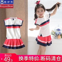 Girls 2021 new summer fashion suit dress Korean fashion Western style short-sleeved childrens two-piece set tide