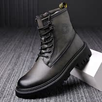 Winter plush leather leisure martin boots zipper warm Roman boots youth retro short tube boots waterproof