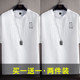 2024 Summer Solid Color Ice Silk Short Sleeve T-Shirt Loose Plus Size Casual Versatile Trendy Clothing Men's T-Shirt 2 Pieces