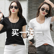 Summer short-sleeved t-shirt womens slim fashion top womens trendy white Western style new all-match t-shirt bottoming shirt women