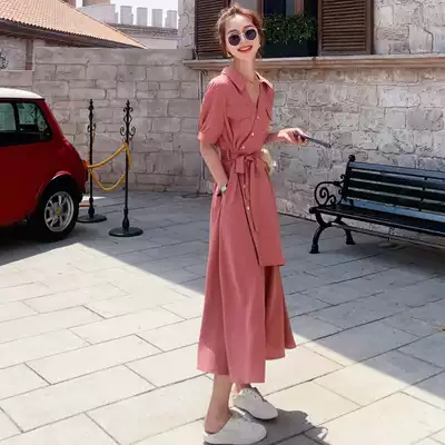 French dress Women summer 2021 new waist slim irregular design sense niche temperament explosive long skirt