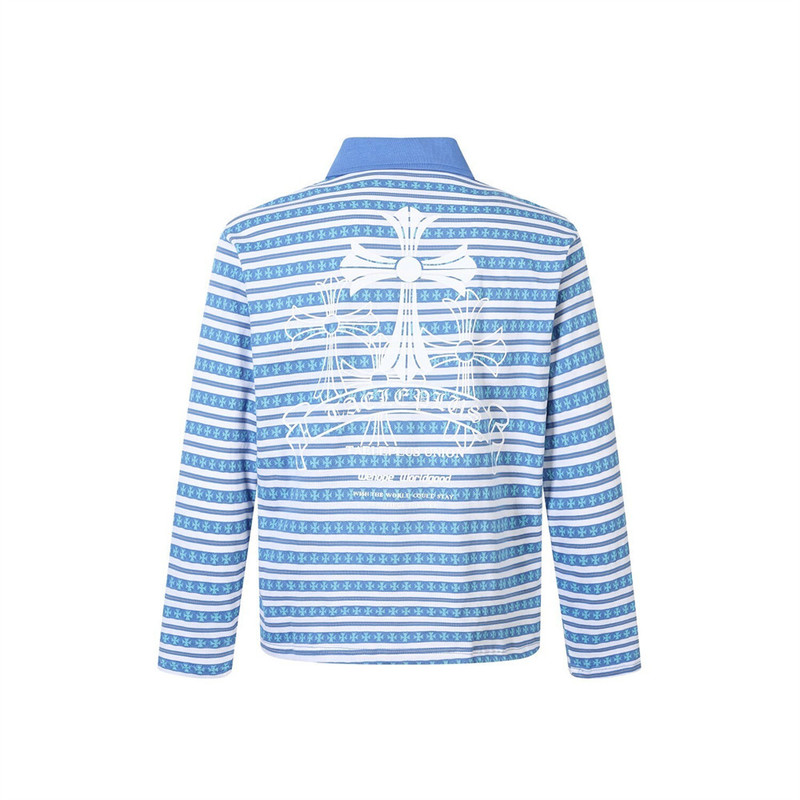 Trendy Brand Polo Shirt Striped Top Loose Casual Cross-Print Jacquard Lapel T-Shirt ins Street Fashion Long Sleeve Trendy Brand Polo Shirt Striped Top Loose Casual Cross-Print Jacquard Lapel T-Shirt ins Street Fashion Long Sleeve