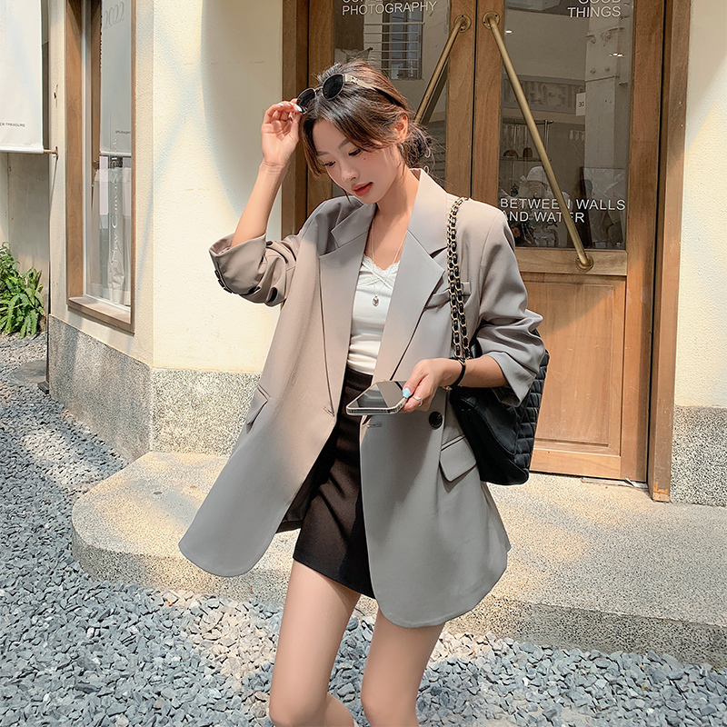 Trendy 2026 New Gray Blazer for Women, High-End Petite Style, Stylish Design, Casual Suit Jacket